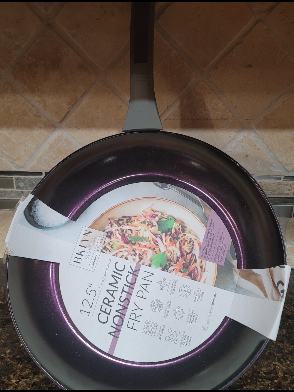 BKLYN Steel 12.5" Purple Ceramic Nonstick Fry Pan